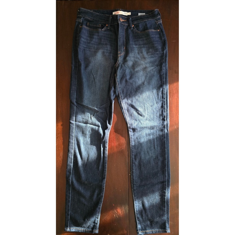 Levi Strauss Signature Womens Mid Rise Skinny Jeans Dark Wash Indigo Blue 4